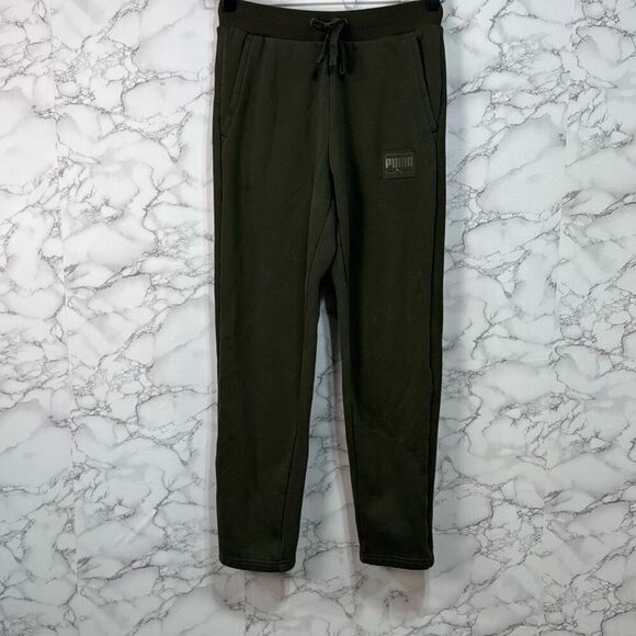 Puma Men’s Sweatpants sz S Pull On Olive Green Heavyweight #F614 - Picture 1 of 9
